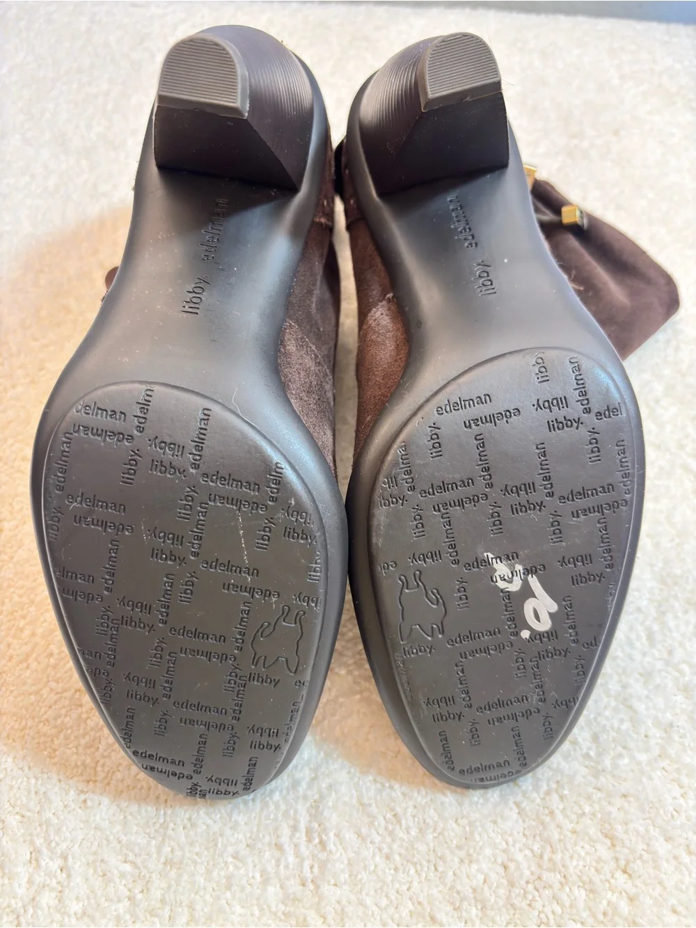 libby. edelman Dark Brown Suede Fold-Over Ankle Booties with Grommet Detail - Picture 8 of 8